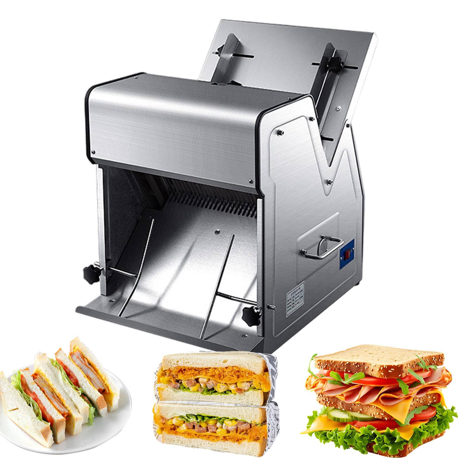 RUODATONLY Electric Bread Slicer, 370W 1680RPM Bread Slicing Machine, Stainless Steel Countertop Bread Cutter Machine for 12mm Slice Thickness, for slicing toast, bread, vegetables, and ham.
