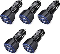 Vista 1 de Car Charger iPhone, 5Pack 2.4A 12V USB Adapter Car Cigarette Lighter USB Charger Car Plug for iPhone 17 16e 16 15 14 13 12 11 SE XR XS X 8 7