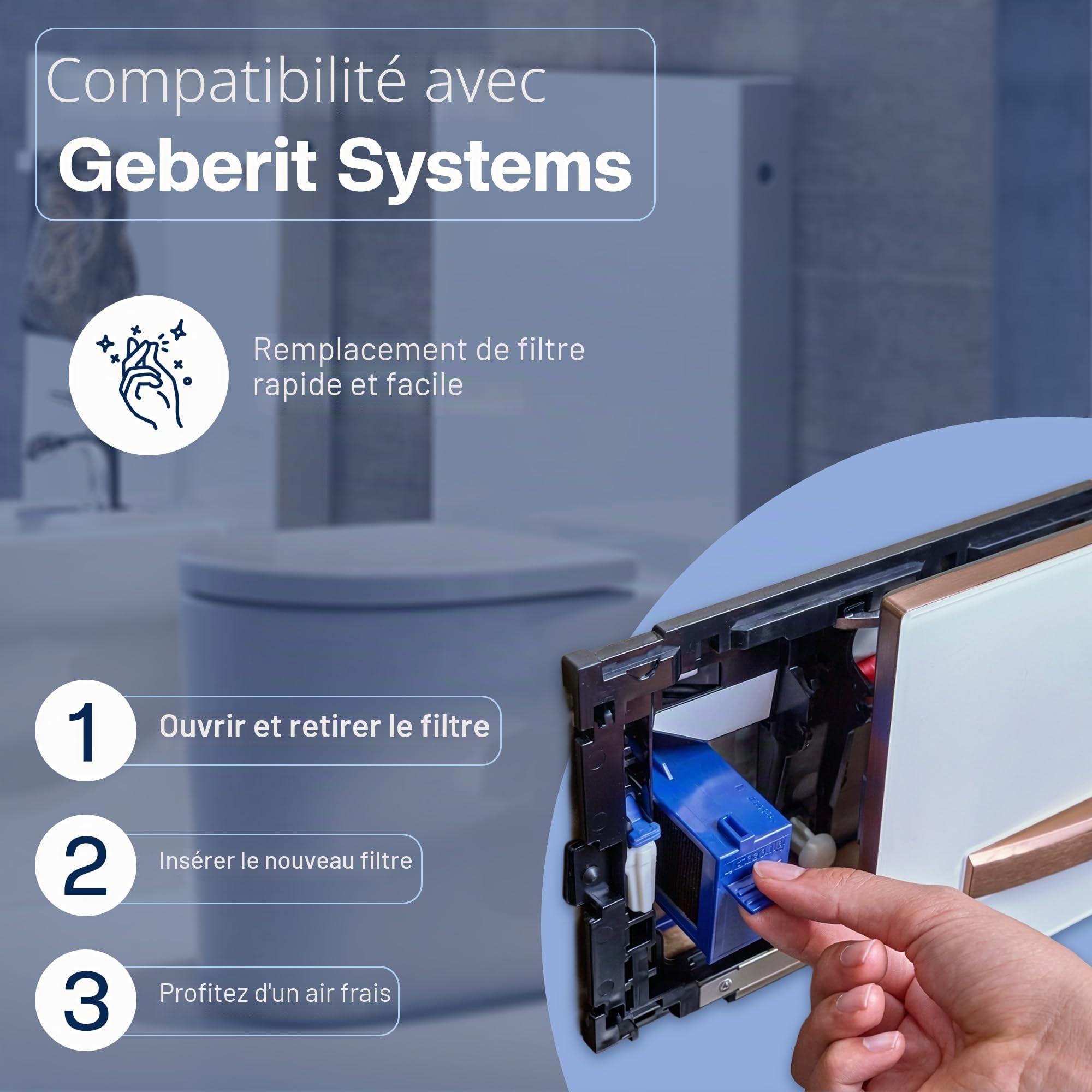 2 Filtres Céramiques Type 3 pour Geberit AquaClean & DuoFresh – remplace 147.072.00.1 – Structure en Nid d'Abeille – pour Mera & Tuma