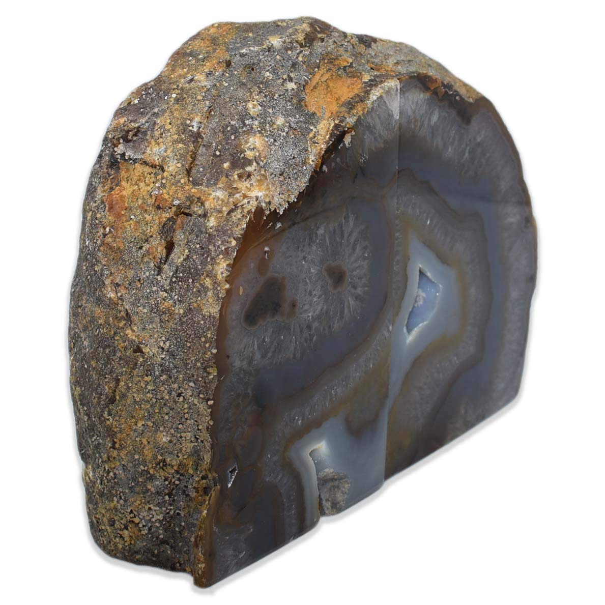 Nature's Decorations Agate Bookends, Large Bookends for Shelves, Non-Skid Bookend, Book Stopper for Books/Movies/Cds/Video Games, Book Shelf Holder Home Decorative (Large, Natural)