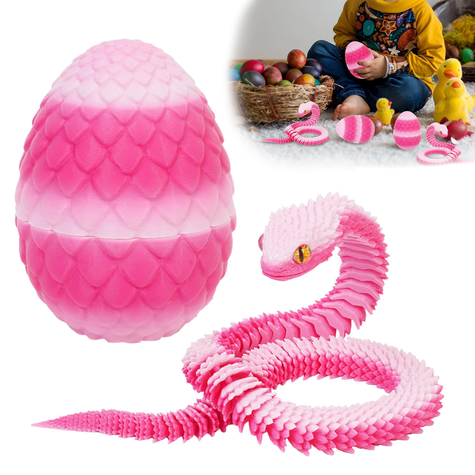 Dacnod 3D Printed Snake Egg Toys Fidget Crystal Animals Desk Figure Easter