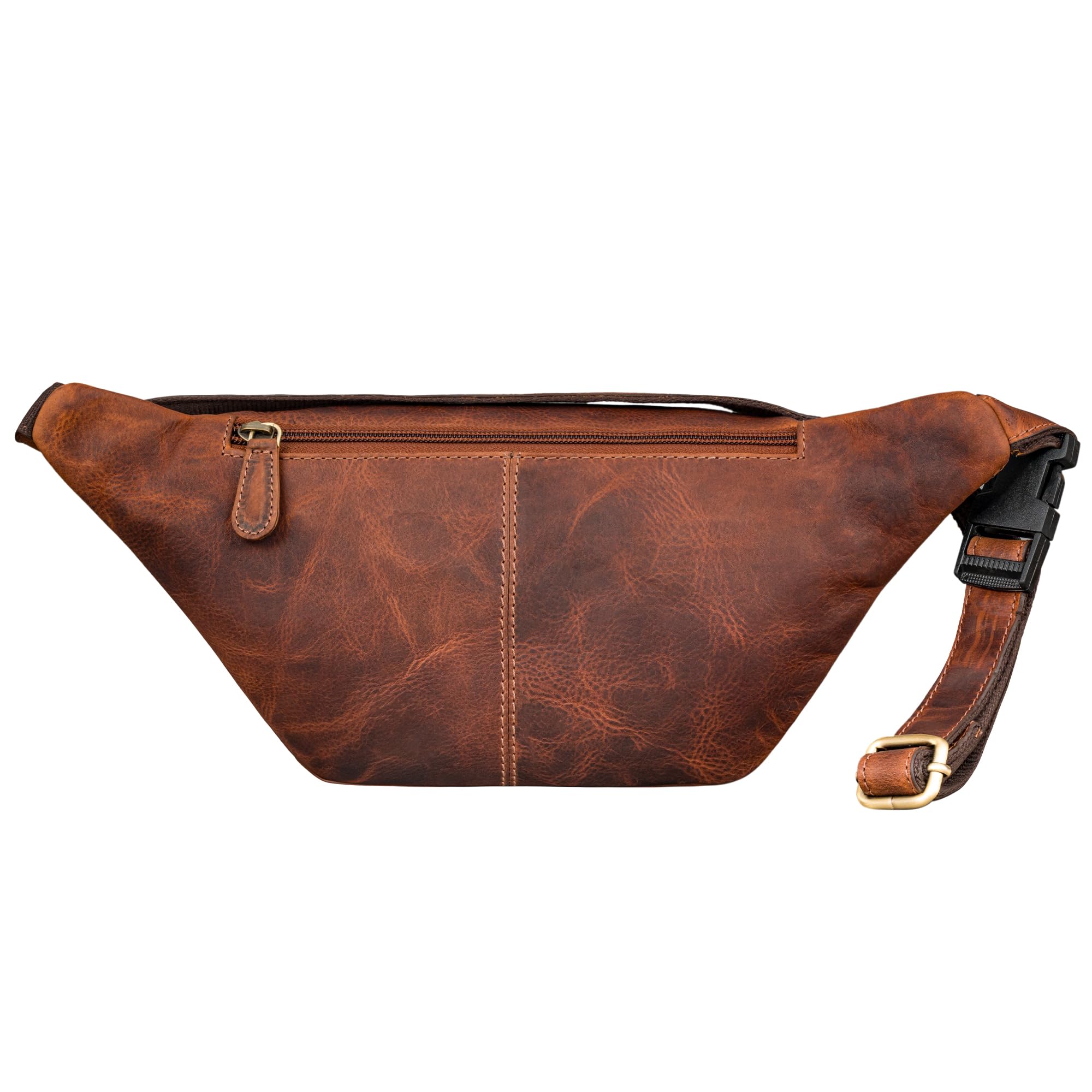 STILORD 'Raven' Cinturón Cuero Hombre Bolso Riñonera Mujer Grande - Bolso de Pecho Piel Auténtica - Bolsa Cadera con cinturón Ajustable Ideal para Festivales y Compras, Color:Prestige - marrón