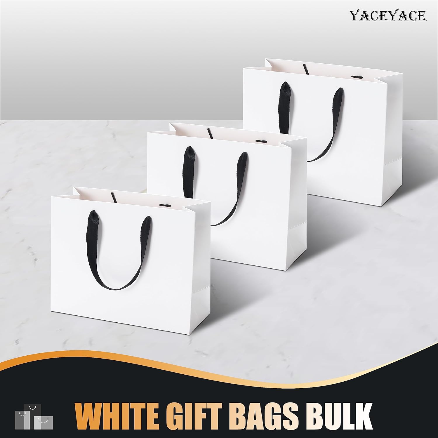 YACEYACE White Medium Gift Bags, 10.5"x4.25"x8", 10 Pcs, Multi-purpose, Kraft Paper, Ribbon Handles - Image 6