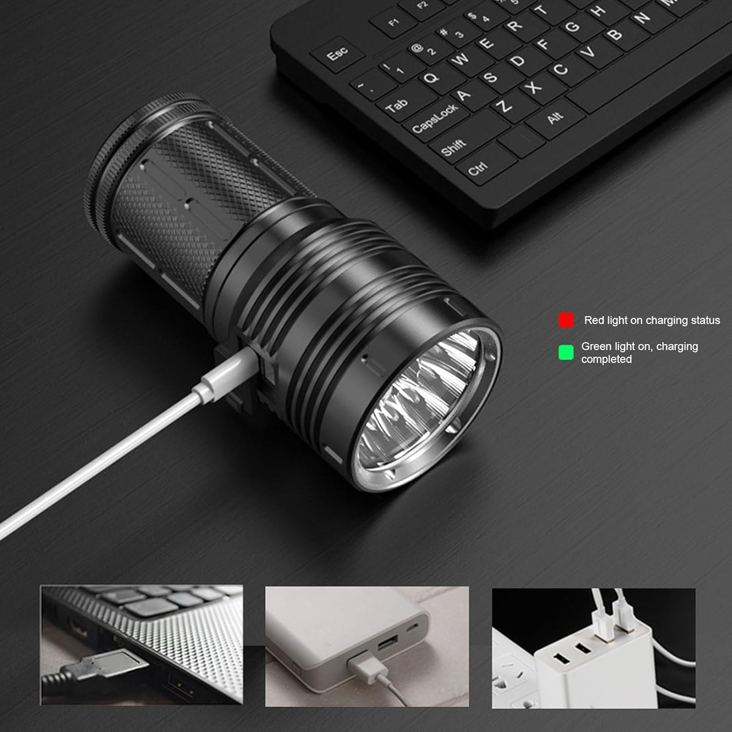 Generic 充電可能な懐中電灯、キャンプライトアルミニウム合金10000lm釣りのためのハンター用の白 Amazon.co.jp: 懐中電灯 強力  10000ルーメン【XHP160LED 高輝度モデル】Type-C 懐中電灯 充電式 【7照明モード&メイン3+COB4】 強力 軍用 最強 ハンディ ライト 26650/18650 ...