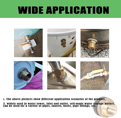 Miniatura 6 de Accesorios de tanque de agua macho de 12 pulgada hembra de 34 pulgadas con 2 anillos de goma y tapas de tubería, accesorio de mamparo de agua de