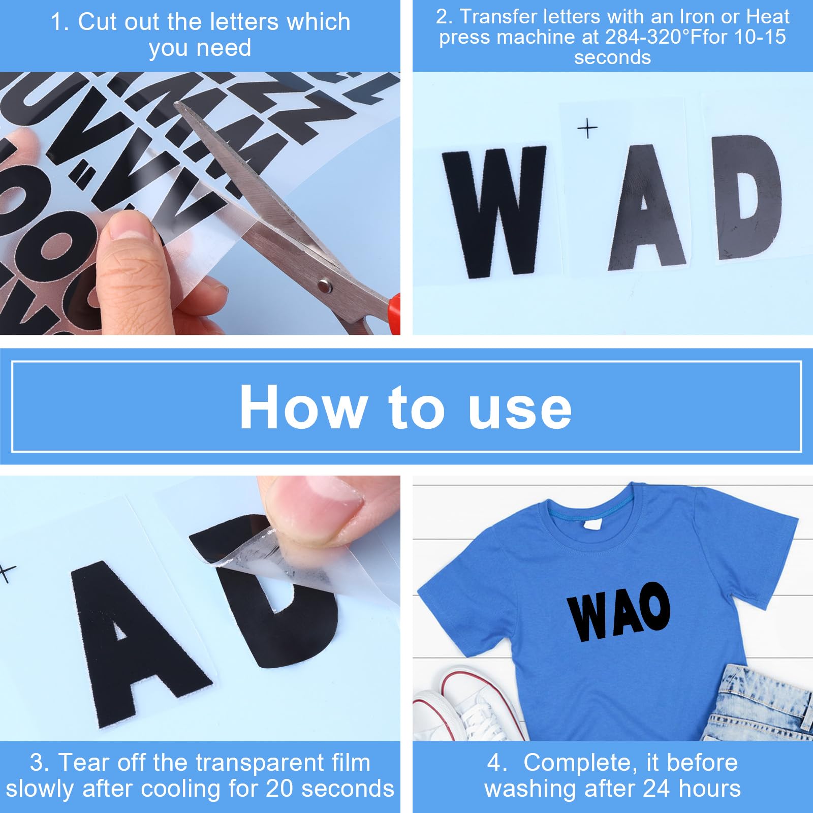 Lettere E Numeri Termoadesivi Per Maglie - 5 Fogli Bianchi, Lavabili, Per Personalizzazione Fai Da Te - Foto 2