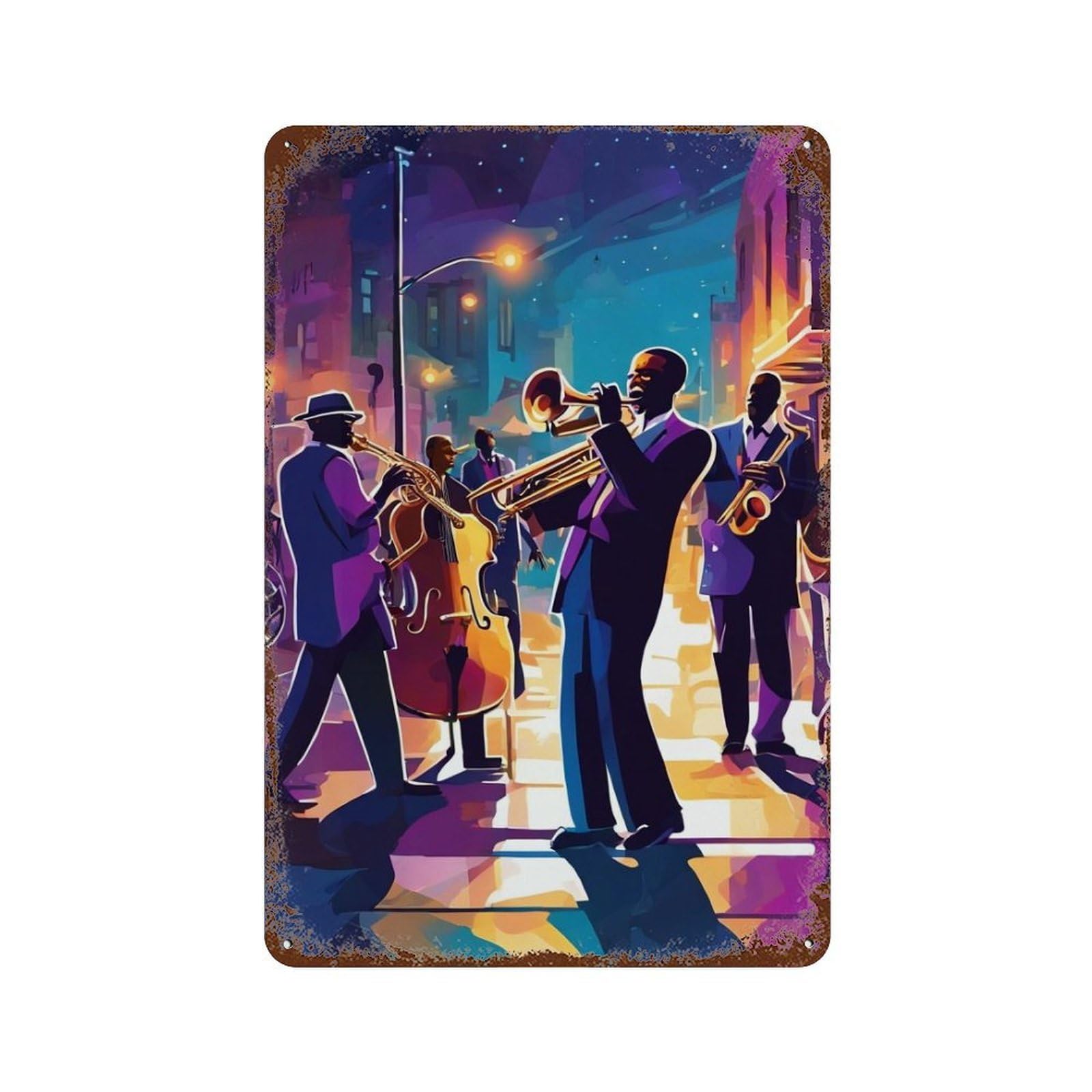 xiaoxiaoshen African American Jazz Band Wall Decor Art Metal Tin Poster Modern Home Decor Art Home Bar Shop Decorations Vintage Sign 30x20cm