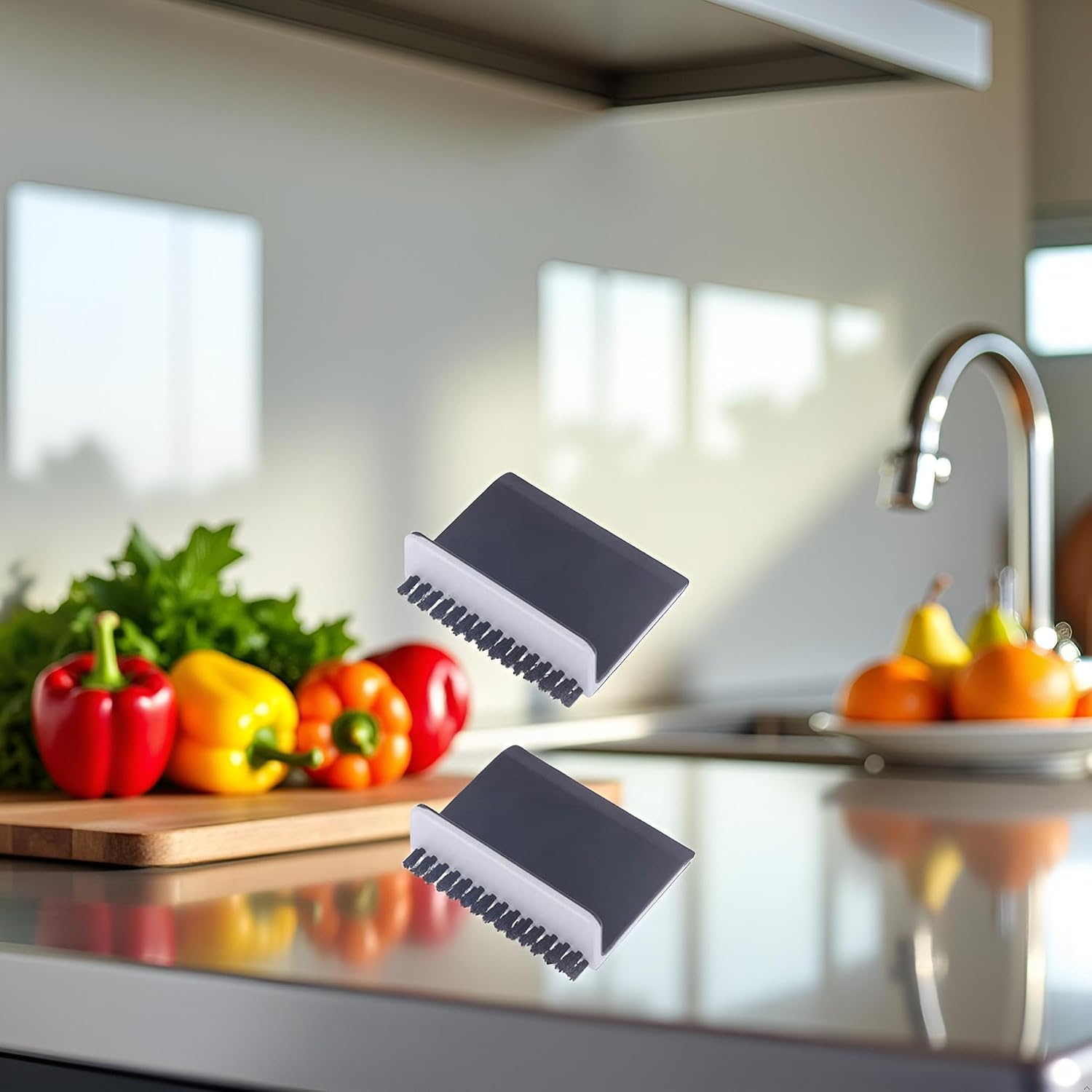 2 Pcs Black Kitchen Sink Squeegee Cleaner Countertop Brush Wiper Vegetable Cleaning Brush Wiper Home Kitchen Tool Fruit and Vegetable Cleaning Brushes Accessories