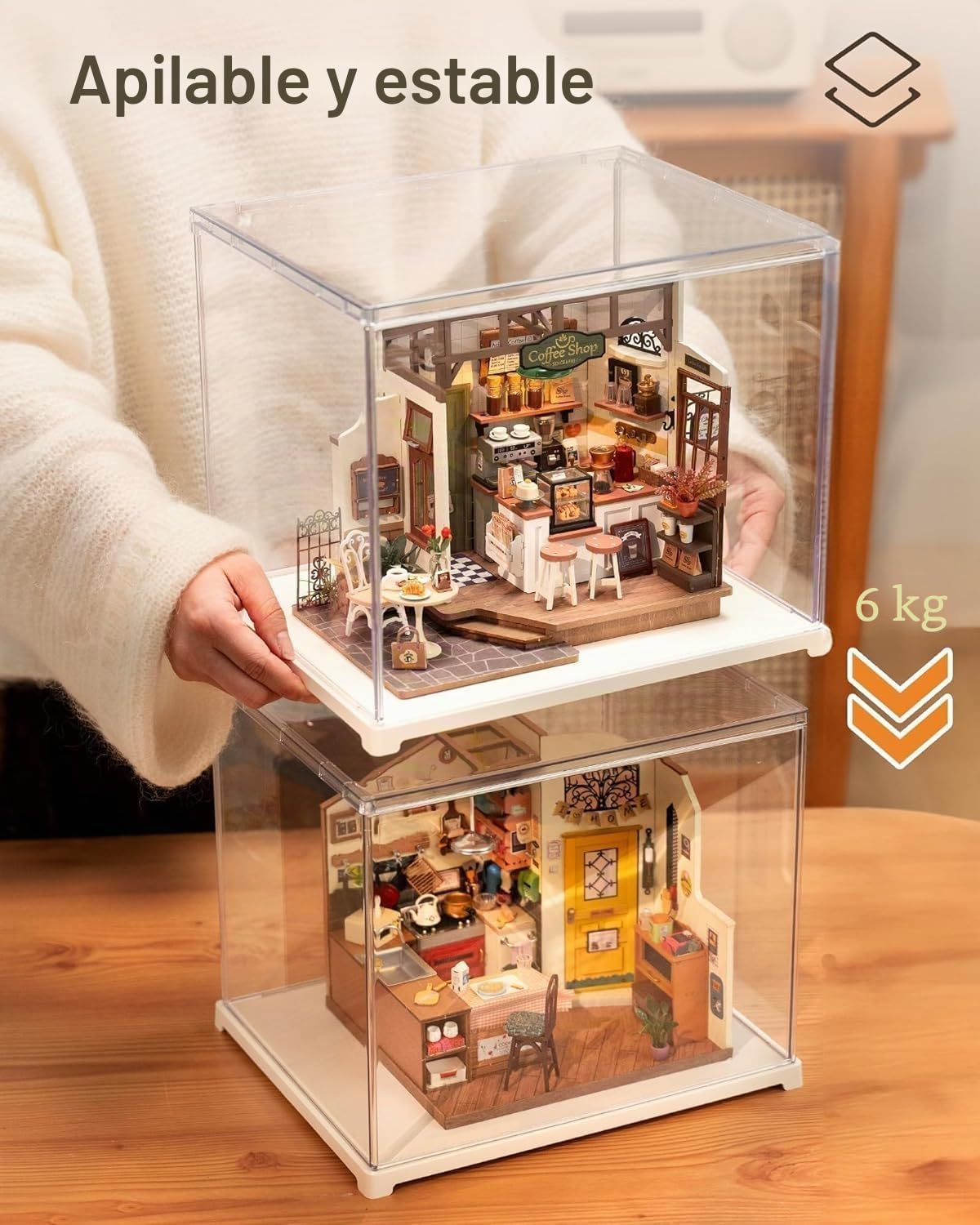 ROWOOD Vitrina Acrílica, 29x24x24cm, Montaje Sencillo Y Protección contra El Polvo, Ideal para Casas De Muñecas, Puzzle 3D, Coleccionables O Almacenamiento En Casa Showcase Transparente Y Resistente