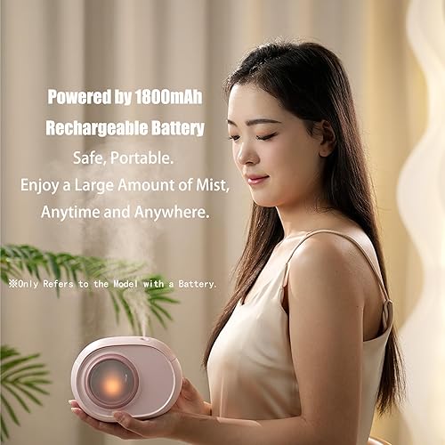 Miniatura 2 de Mini difusor de aromaterapia de 13.5 fl oz con luz nocturna, 1800 mAh, funciona con pilas, difusor de aceite esencial inalámbrico, humidificador de
