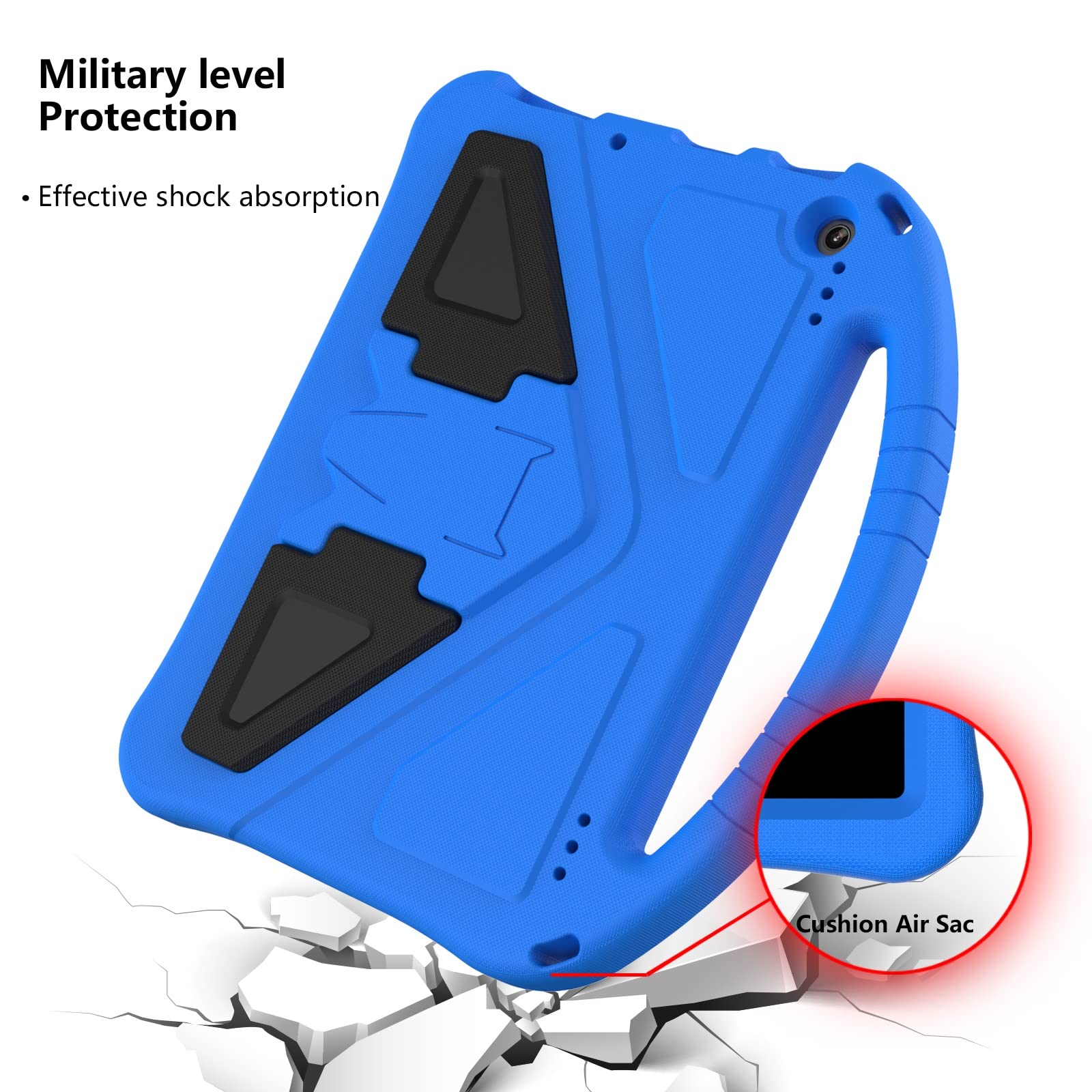 Pokrywa tabletu Dla dzieci dla Kindle Fire HD10 2021. Sprawa, dla ognia Kindle HD 10. Plus 2021 Case, dla dzieci Eva Shockproof Lightweight Dropproof Stand Tablet Case Strona główna tabletu(Blu)