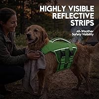 Vista 7 de ASENKU Chaleco salvavidas para perros, chaleco reflectante de alta flotabilidad para perros con asas duraderas para perros pequeños y medianos, Verde