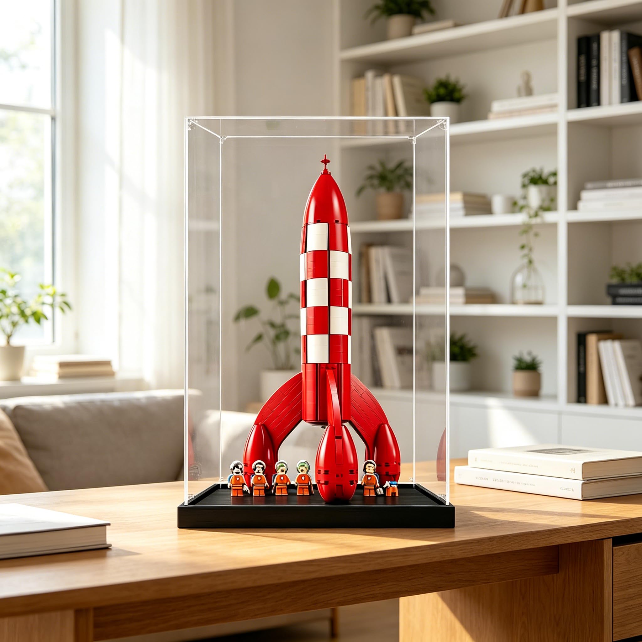 Vitrine personnalisée en acrylique pour LEGO® Tintin Moon Rocket 21367 — Boîte de rangement et de présentation transparente anti-poussière (modèle non inclus)