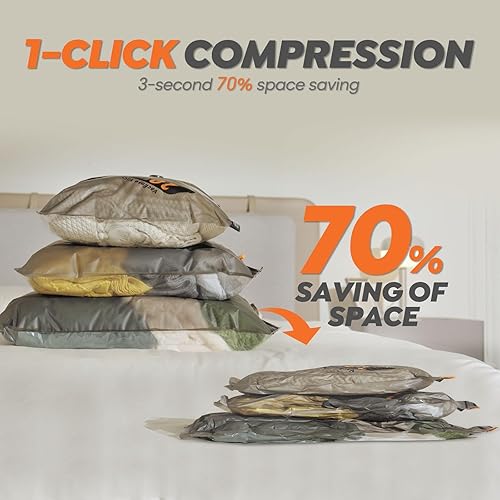 Miniatura 3 de Juego de bolsas de almacenamiento de viaje con bomba inalámbrica recargable, paquete de 10 bolsas portátiles ahorradoras de espacio para viajes y