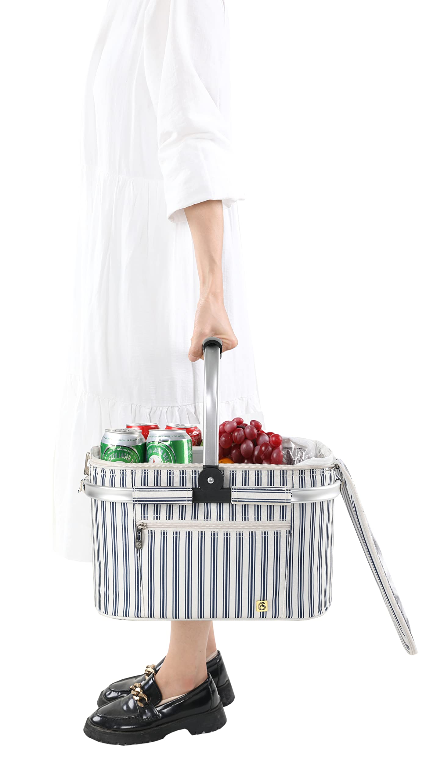 ALLCAMP OUTDOOR GEAR Foldable Picnic Basket Cooler Basket Set (Medium