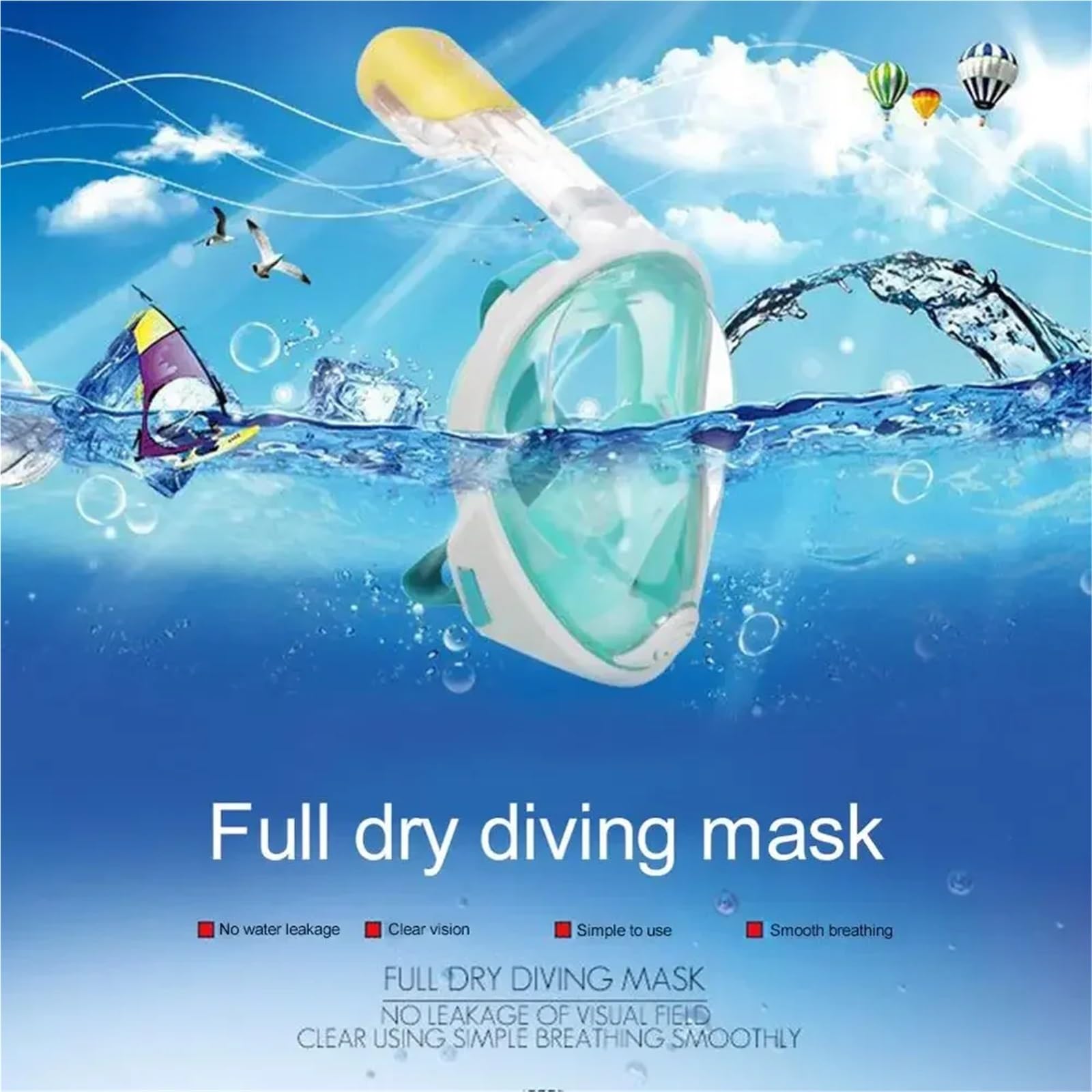 Masques de plongée Masque de plongée pour la Natation, Masque intégral antibuée pour la plongée en apnée, Masque de Chasse sous-Marine Masque(01,S/M)