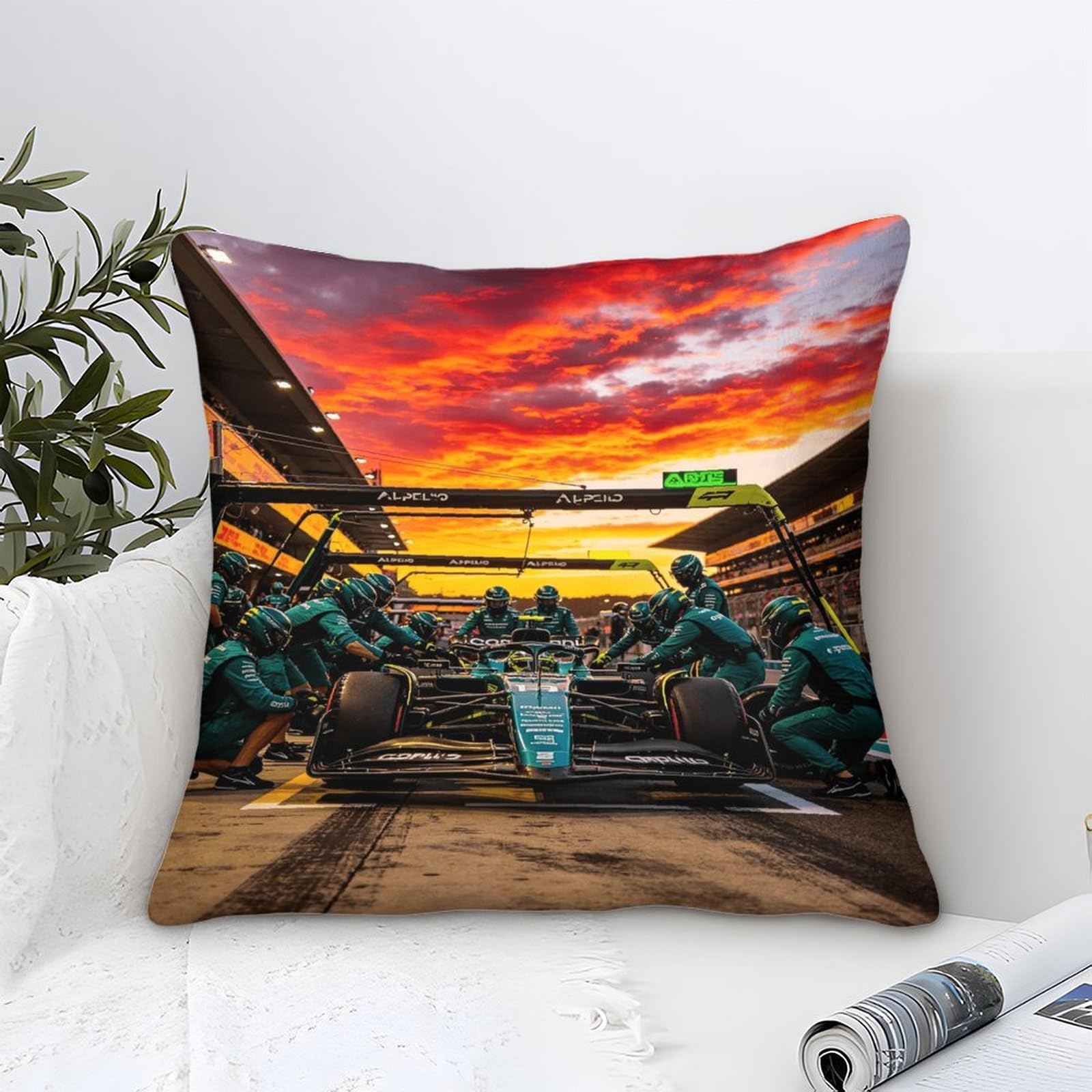 3U6C4M9K Formulaa Racing Cushion Covers 50x50cm, Pit Stop Throw Pillow Covers Microfiber Square Accent Pillow for Living Room Bedroom Sofa Couch Bed Decorative Pillowcases