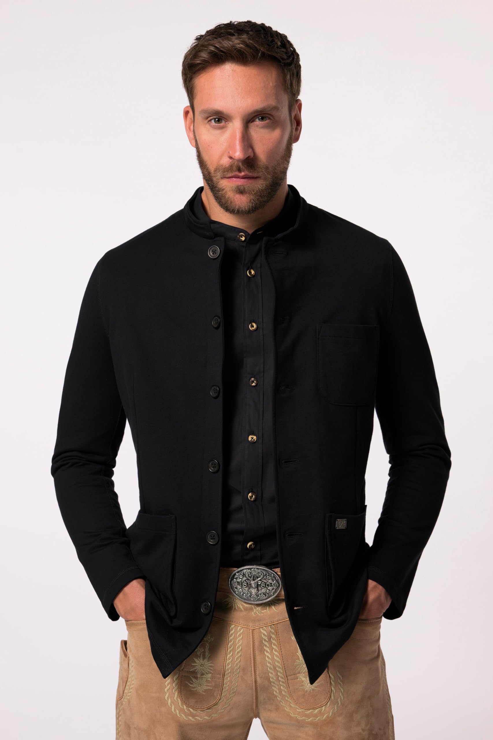 JP 1880 Herren große Größen Übergrößen Menswear L-8XL Trachtenjanker, FLEXNAMIC®, Trachten, Sweat, Stehkragen, Print 831320
