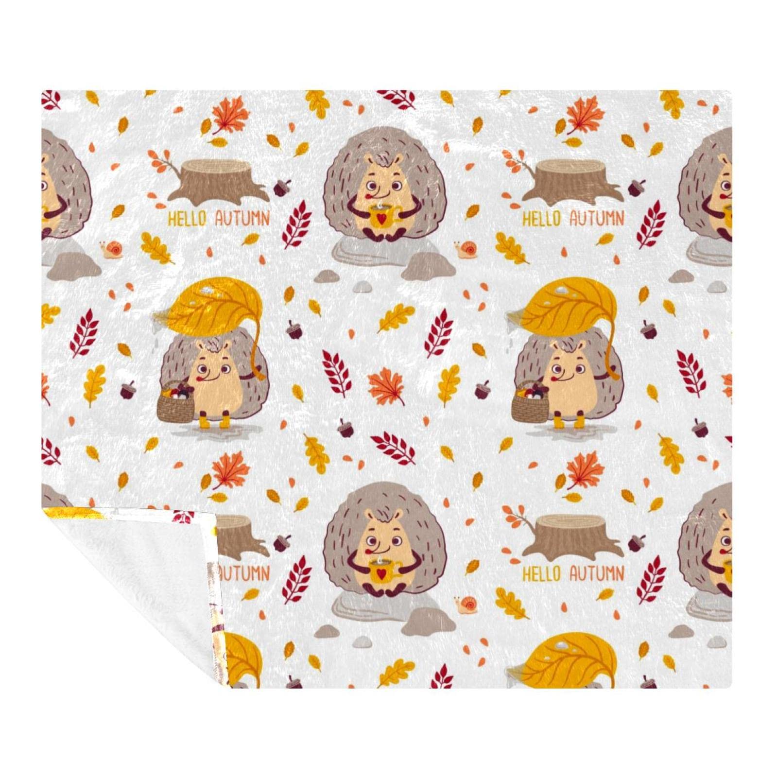 Couverture douce en microfibre motif hérisson, plaid lit et voyage