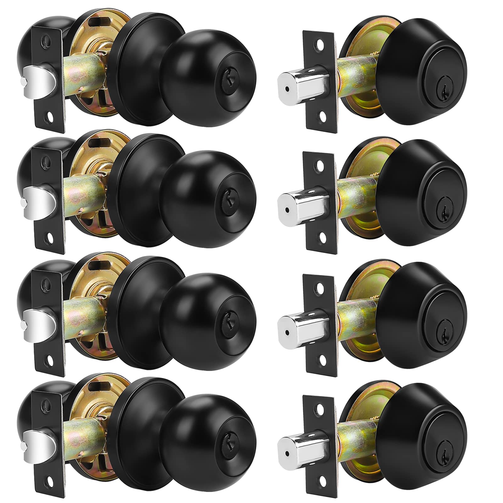 Probrico Door Knob & Deadbolt Set - Brushed Nickel (3 Pack) -12
