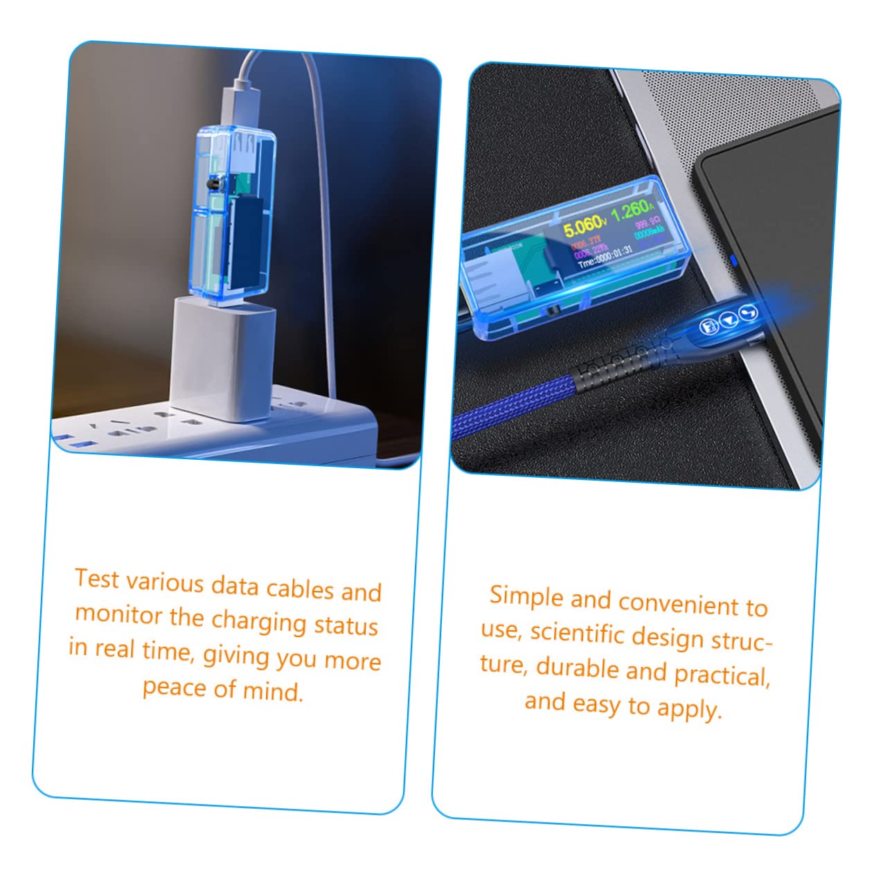 jojofuny 3piezas Medidor De Potencia Usb Digital Probador De Voltaje y Corriente Multímetro Portátil Para Carga De Dispositivos Usb Pantalla Lcd De Alta Definición Herramienta Práctica