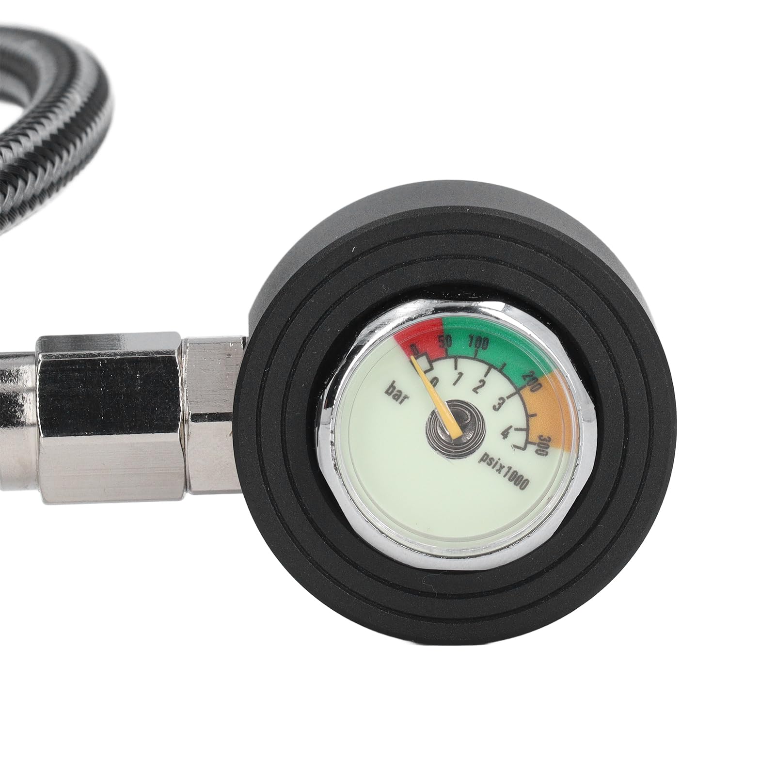 Manometro per Immersioni Subacquee Manometro Sommergibile Luminoso con Tubo Ad Alta Pressione per Attrezzatura Subacquea per Regolatore BCD (65 cm)