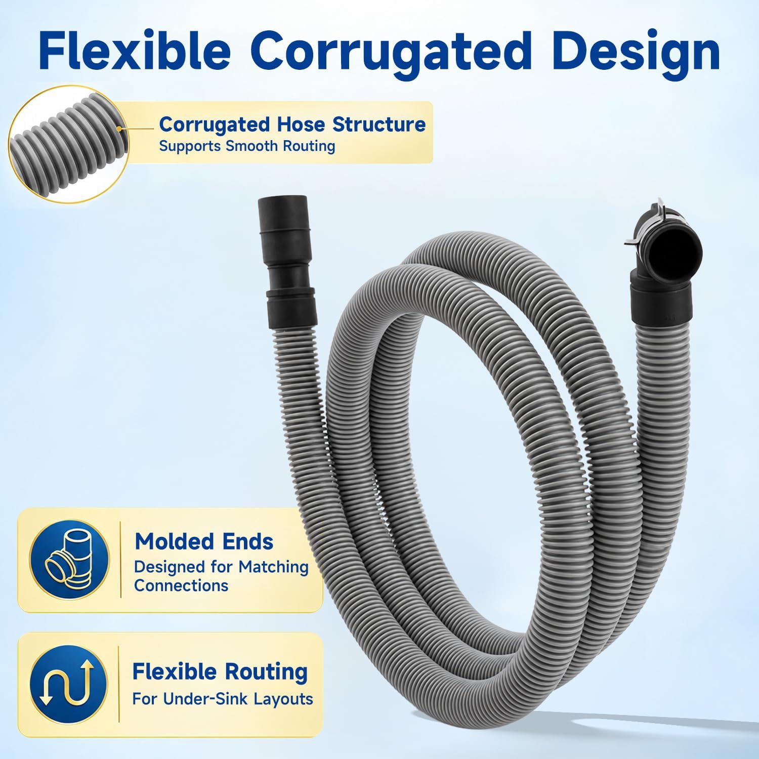7.25 Ft Dishwasher Drain Hose Compatible With Samsung Smart DD97-00403E(A)