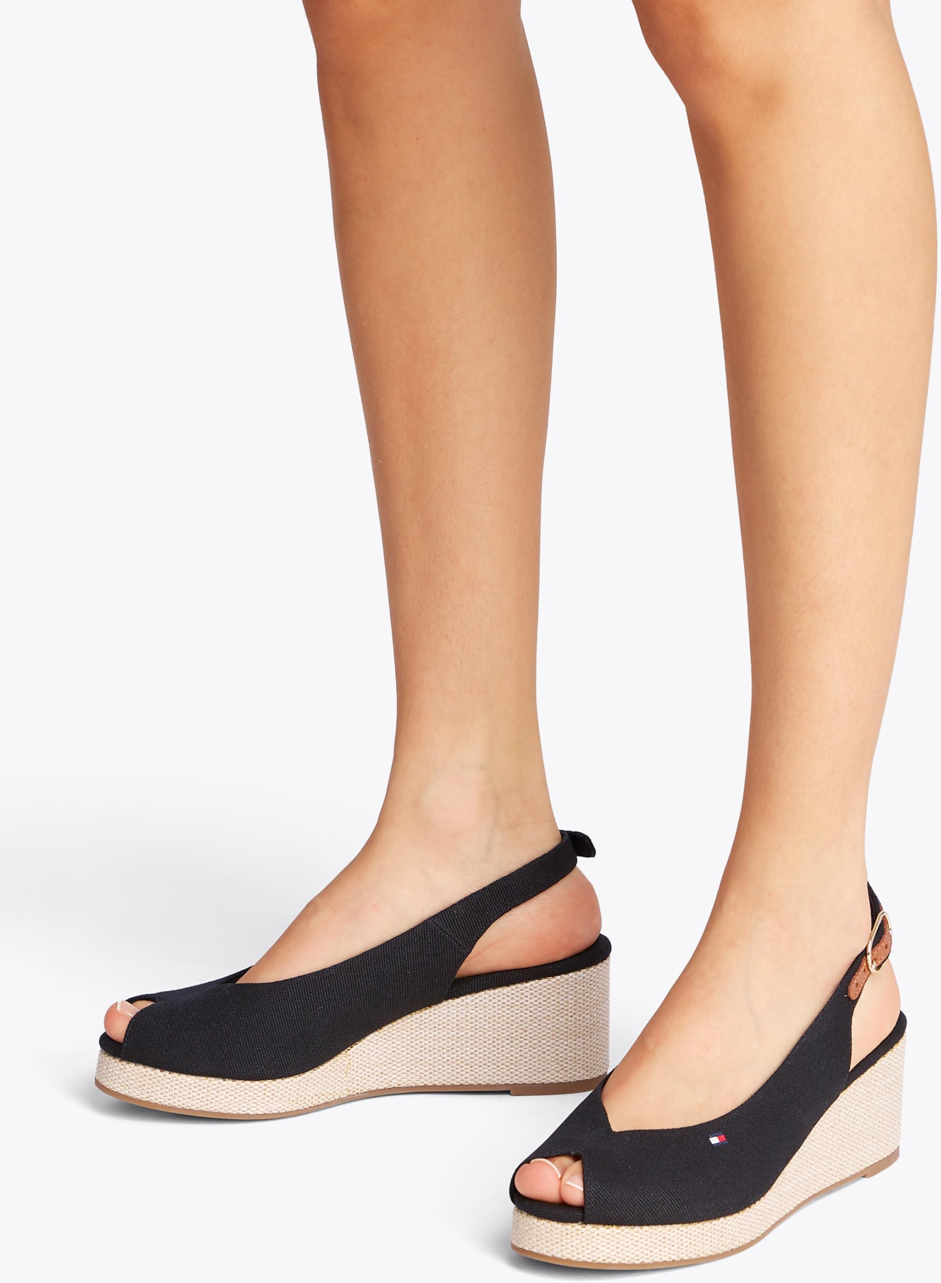 Tommy Hilfiger Flag Mid Wedge Espad SLIN Sling Sandalette Schwarz