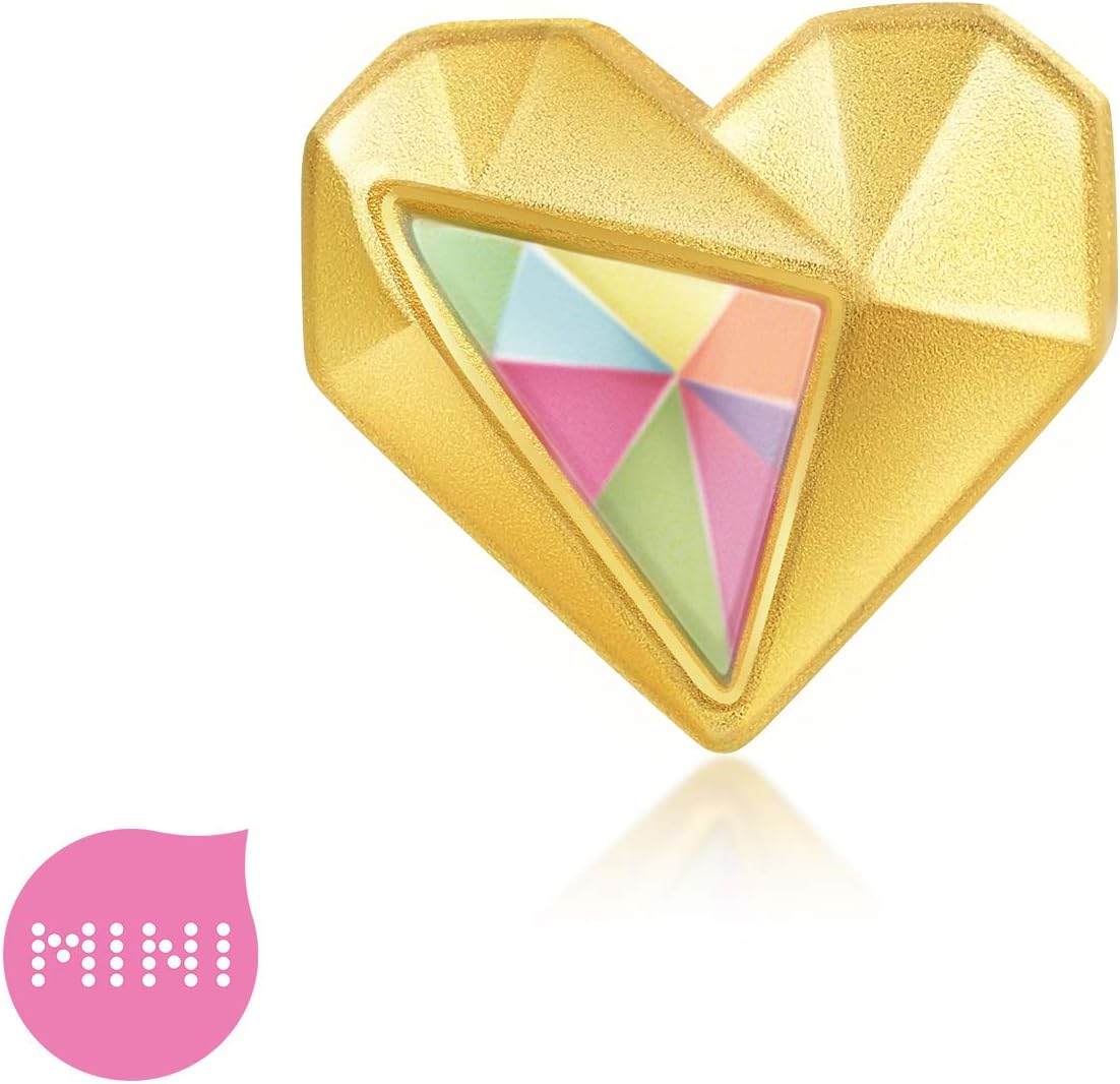 CHOW SANG SANG 999 24K Solid Gold Love Heart Mini Charm Bracelet for Women 91836C