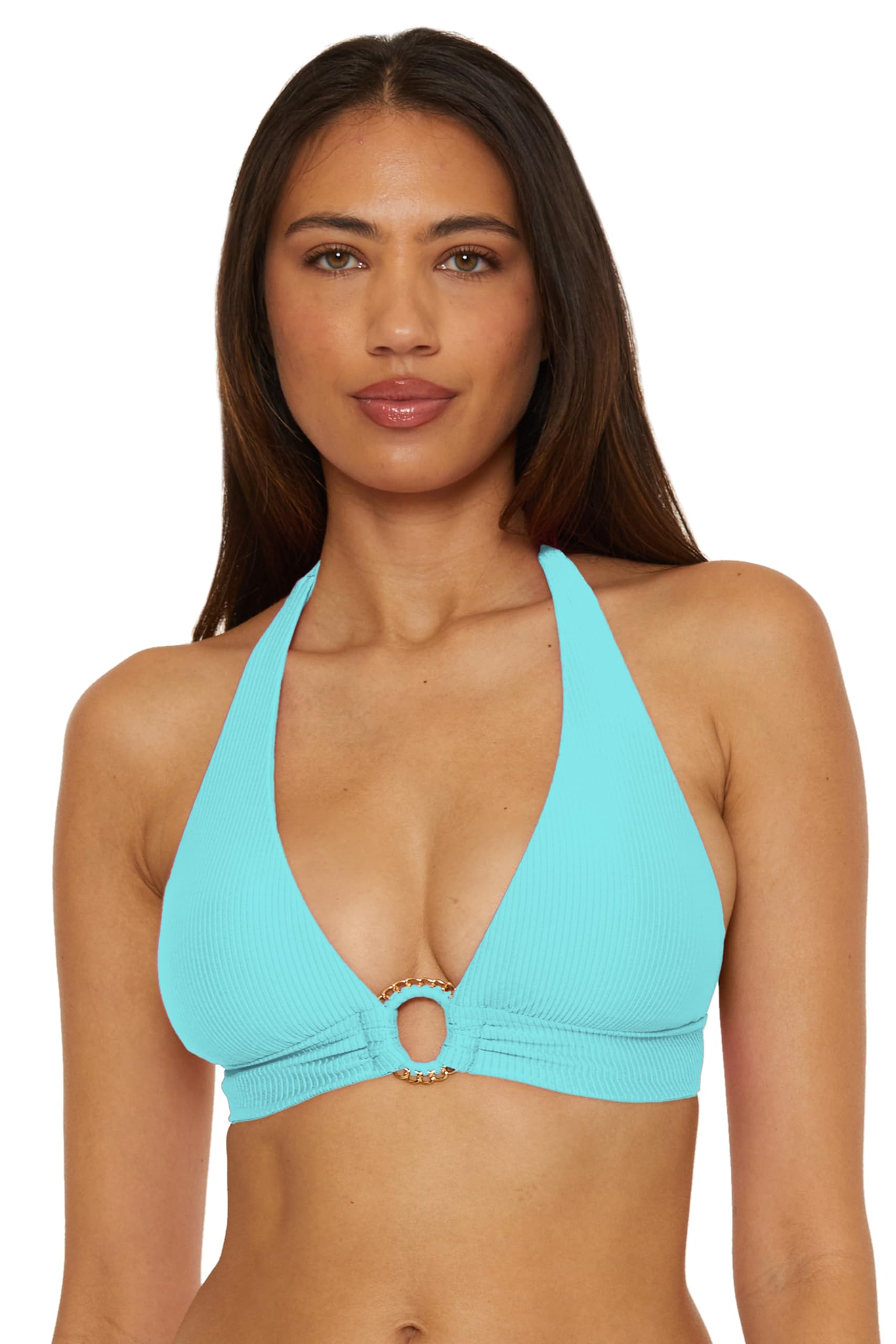 BECCA Monte Carlo Halter Bikini Top, Adjustable, Tie Back, Swimwear Separates for Women Parte Superiore Donna