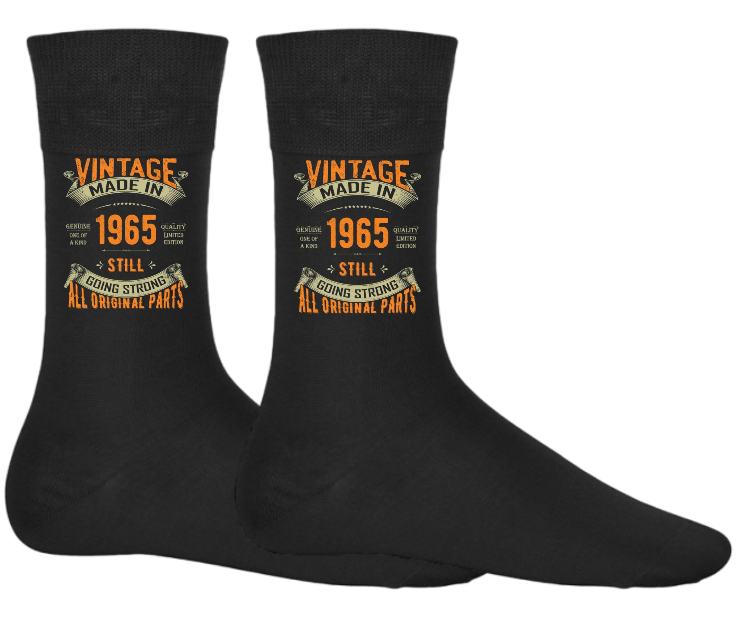DCG PRINTWEAR 60th Birthday Gift Socks – Black Funny Socks for Men or Women Born in 1965 – Novelty Gag Present