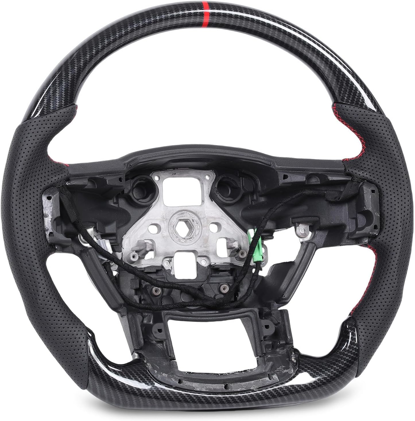 Carbon Fiber Look Steering Wheel with Perforated Leather, Heated Function Replacement for Raptor 2017-2020