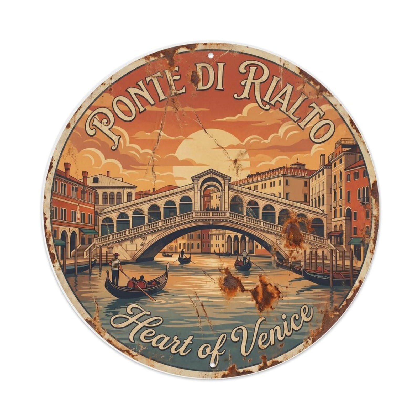 Fqnyr Style Vintage Travel Rialto Bridge Venice 1 Metal Tin Sign