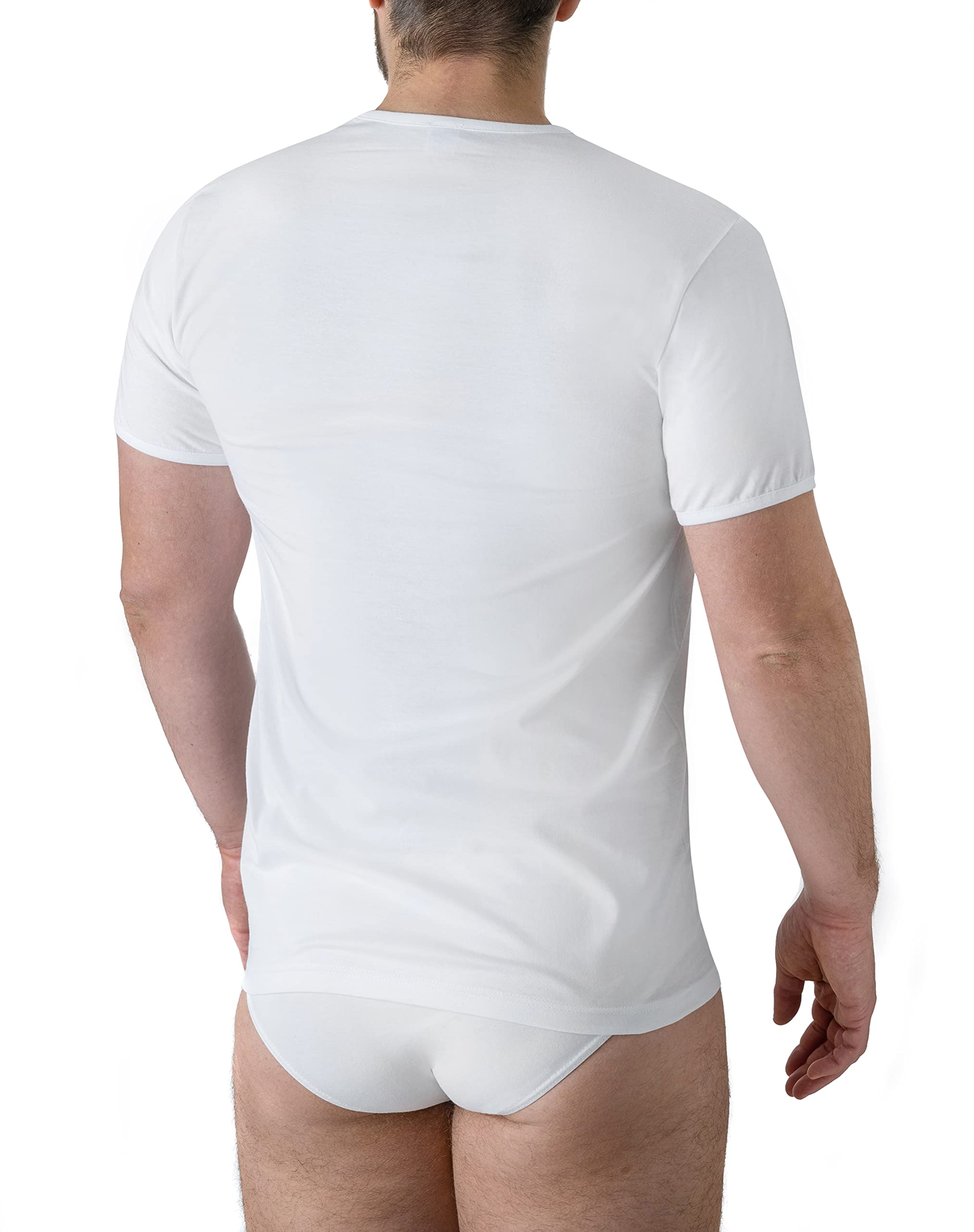 Felis Confezione da 3 Scollo a V Mezza Manica Uomo Classico, Cotone Jersey, Maglietta T-Shirt, Bianco, Traspirante e Comodo, Anche Taglie Forti