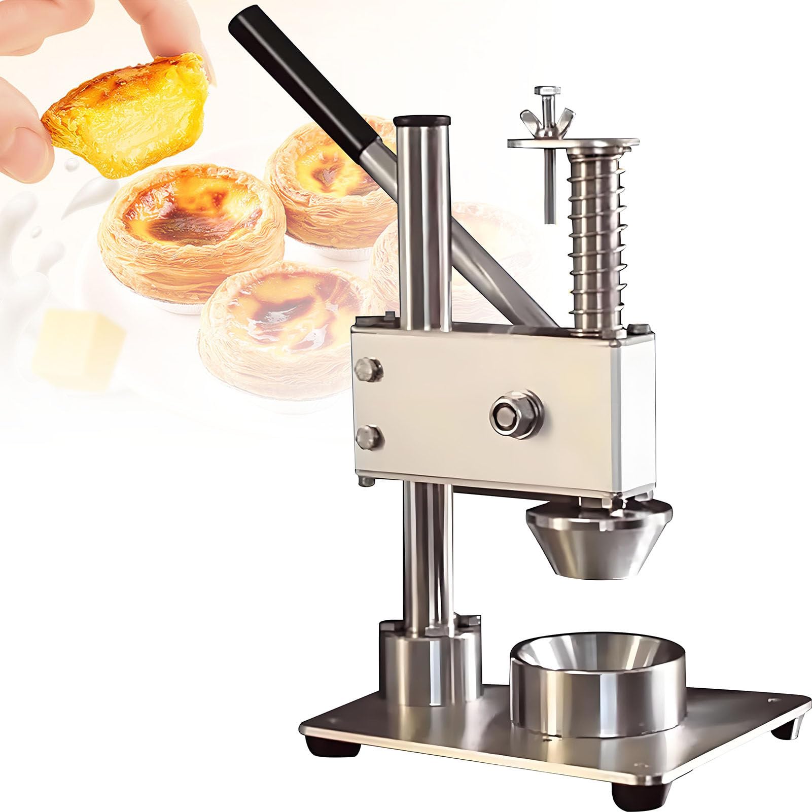 YXYLJOZ Egg Tart Moulding and Crust Pressing Machine,Uniform Thickness,Commercial & Home Manual Tart Press,Stainless Steel Tart Shell Press Machine for Making Tart Shells