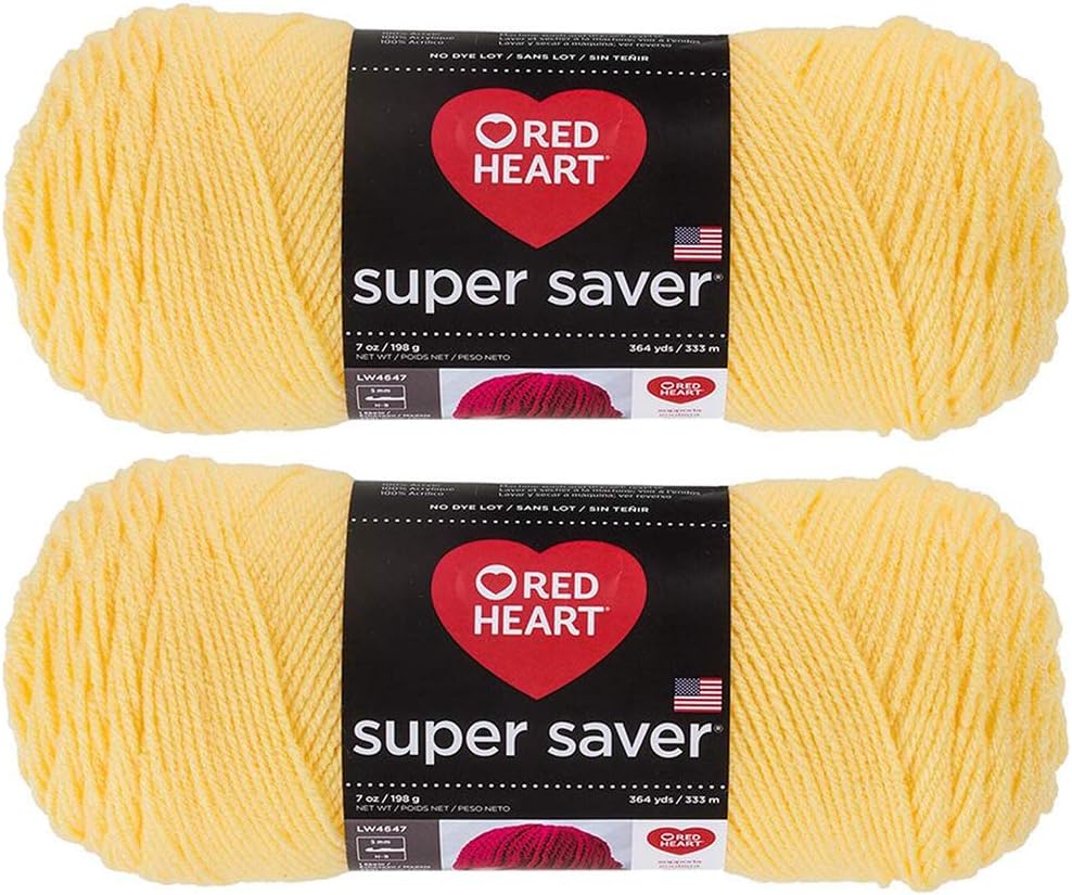 Bulk Buy: Red Heart Super Saver (2-Pack) (Lemon, 7 oz Each Skein)