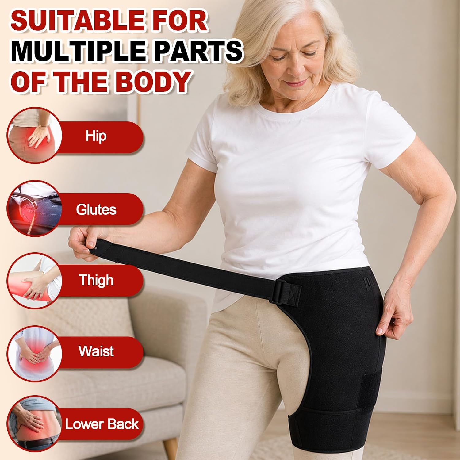 Red Light Heating Pad for Hips with 5 Adjustable Heat Levels, USB Powered
