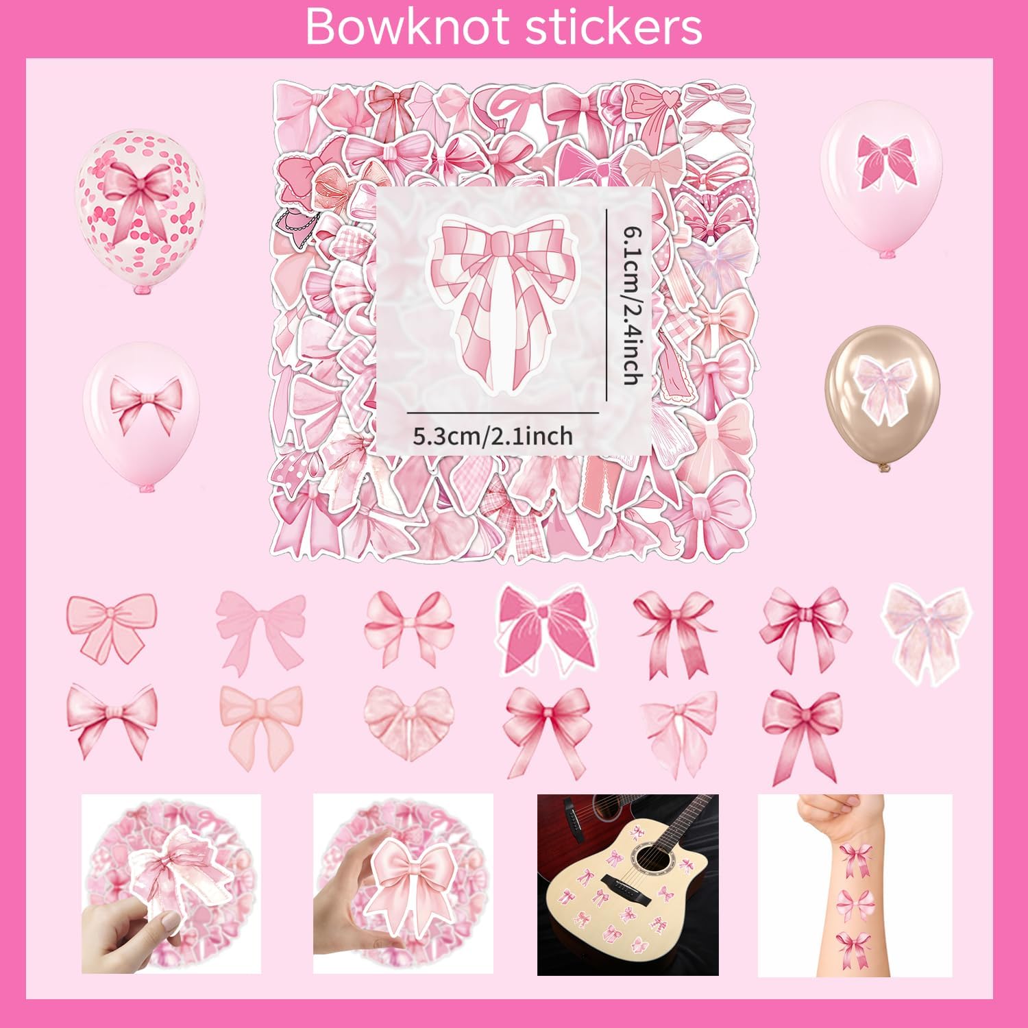219 pcs Pink Party Decorations Set with Bow Theme, Plates, Napkins, Cups, Cutlery, Balloons, Happy Birthday Foil Banner, Bow Foil Balloons, Tablecloth, and Stickers, Serves 24