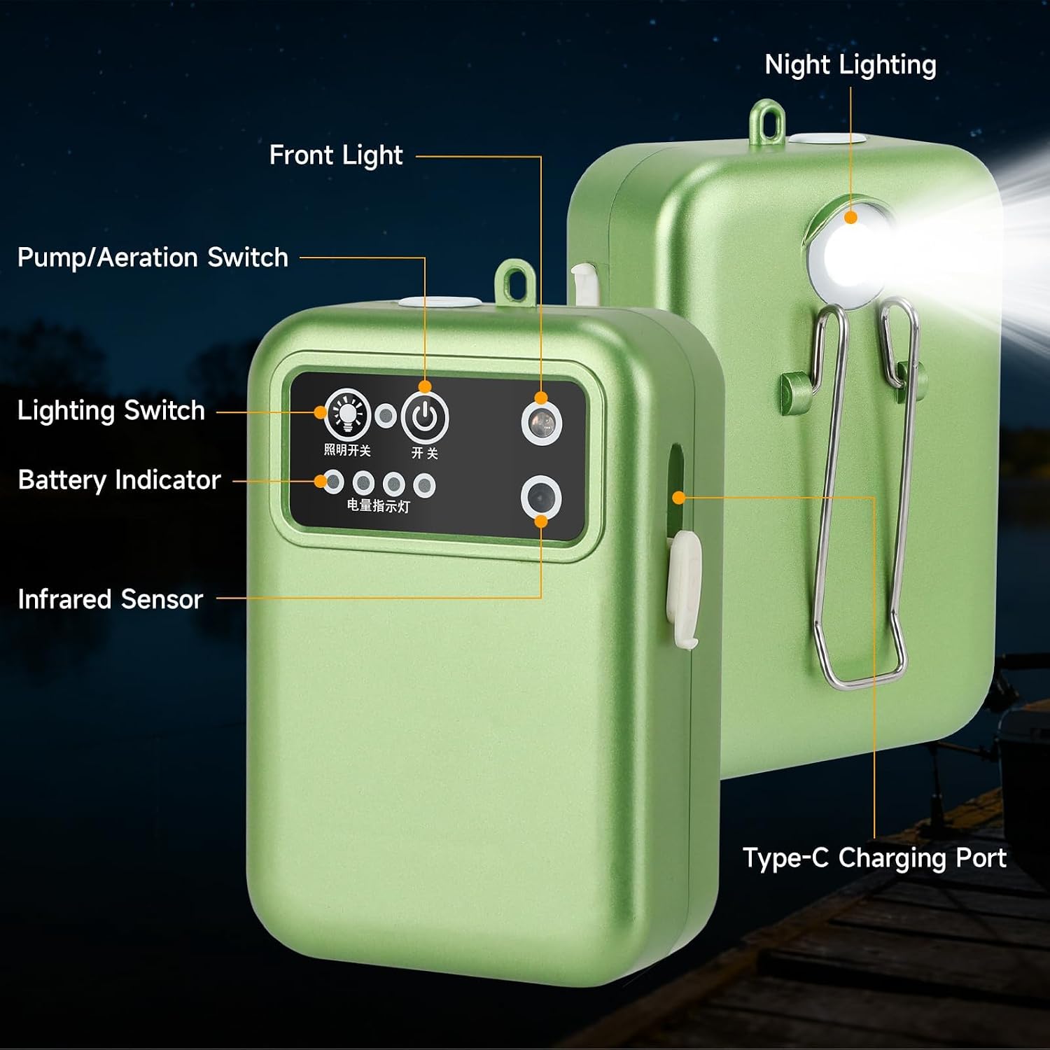 Portable Aquarium Air Pump, USB Rechargeable Fish Tank Aerator, Quiet Powerful Oxygen Pump with 3 Modes, for 5-20 Gallon Tanks, Suitable for Fishing Enthusiasts,with Hose and Stone (5W)