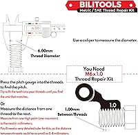 Vista 6 de BILITOOLS Kit de reparación de roscas M12x1.25, kit de reparación de hélice de taladro HSS métrico