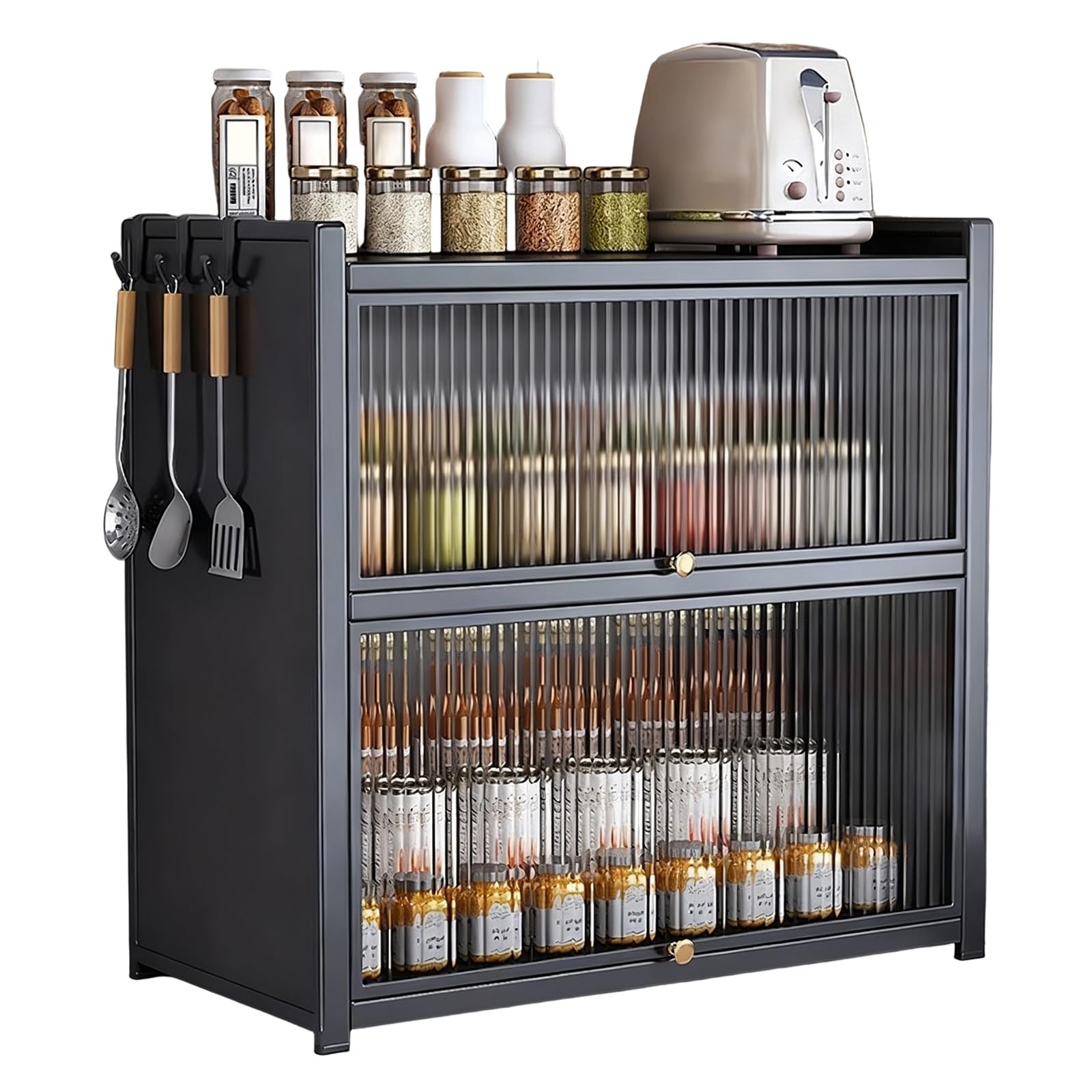 Kexpery Black 50Cm 3 Tier Multifunctional Seasoning Organizer Spice Rack For Kitchen (Black 50Cm) (Black 50)