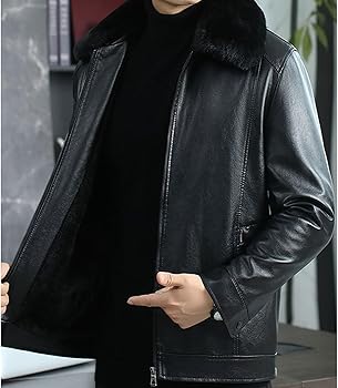 Amazon | [WOOYOO] 革ジャン 裏起毛 ファー襟 ファーコート レザー