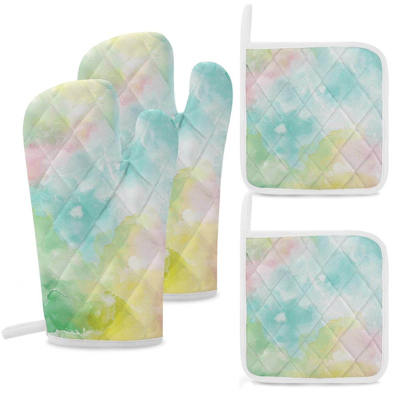 Maniques lavables et gants de cuisine résistants à la chaleur bleu abstrait