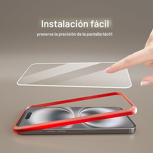 Vista 6 de Ailun Paquete de 3 protectores de pantalla para iPhone 16 [6.1 pulgadas] + 3 protectores de lente de cámara con marco de instalación, película