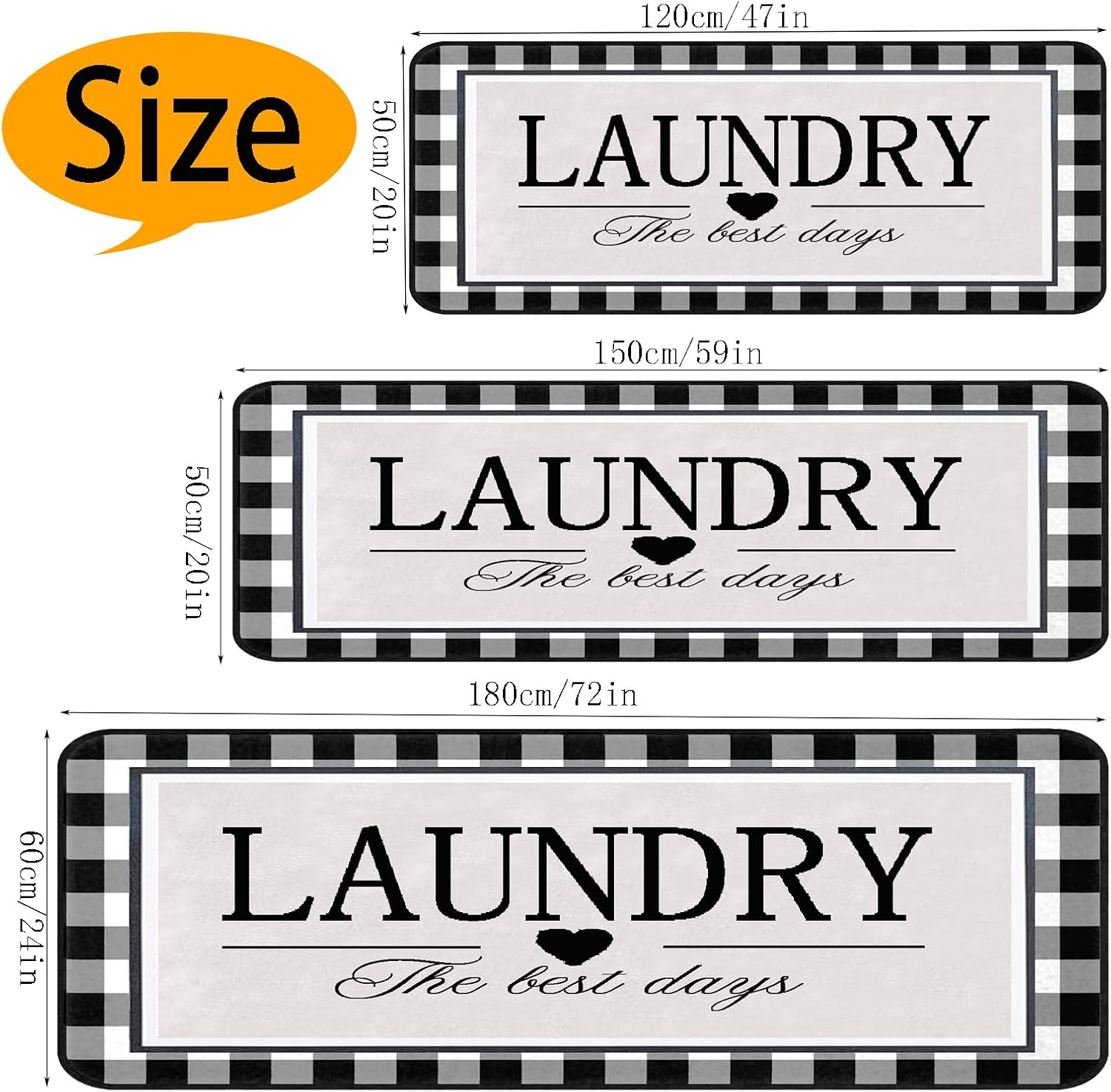 Farmhouse Laundry Room Rug Runner 20"X47" Kitchen Mat Washable Entryway Rugs Soft Non Slip Laundry Carpets Comfort Standing Desk Mats,Carpet for Sink,Office,Laundry Room Decor Accessories