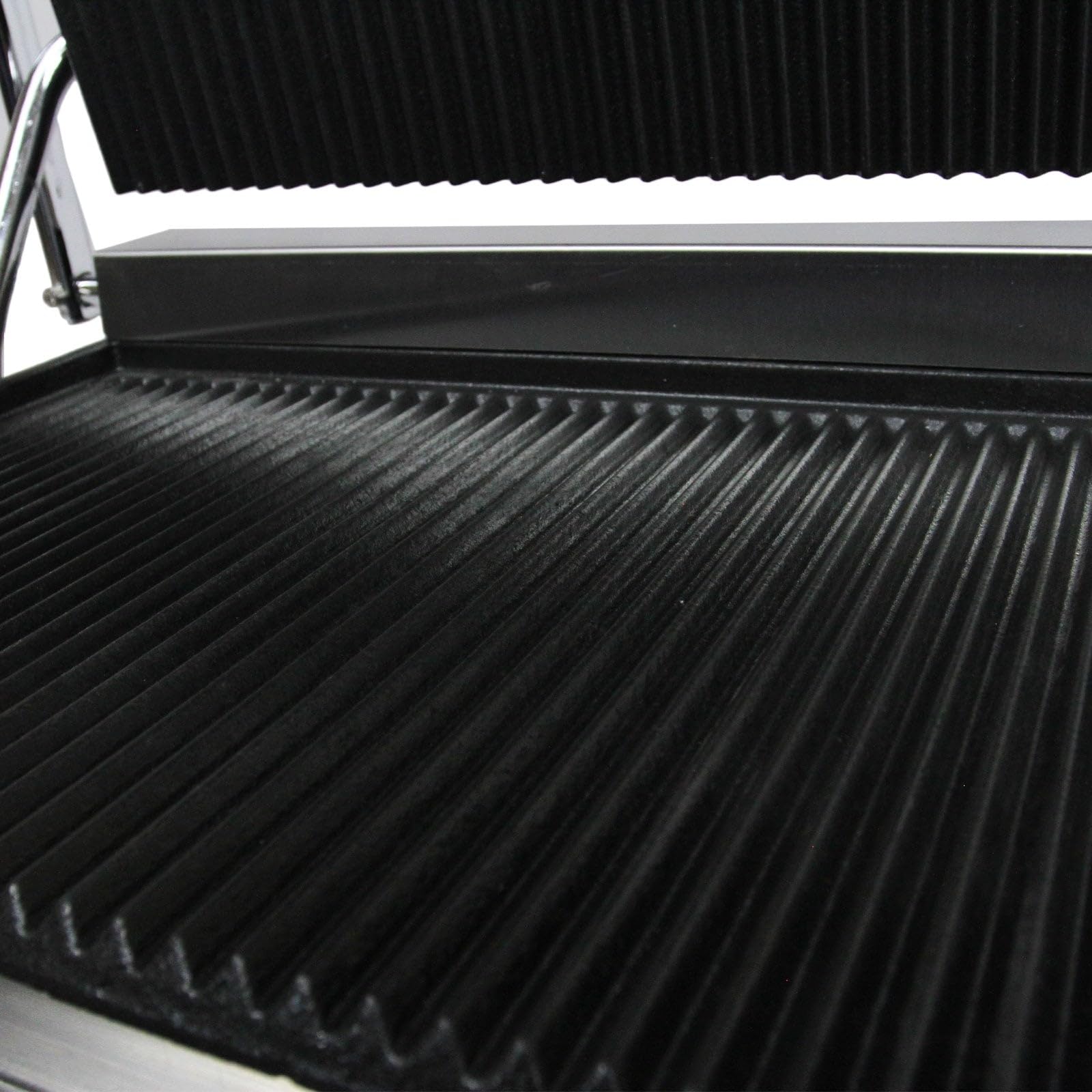 KuKoo - Piastra per Panini Professionale con Griglia Rigata, 2200W, 50-300°C, Acciaio Inox e Griglia in Ghisa per Hamburger, Sandwich con Spazzola Gratis