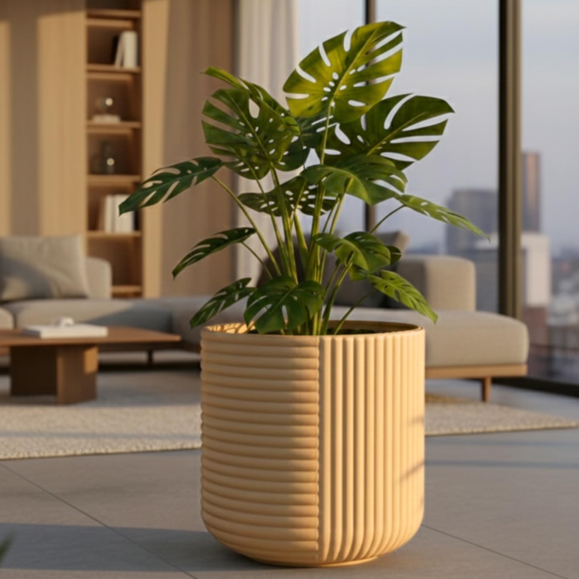 Eha Earth Friendly 18 Inch Elanza Big Planter Made with Rice Husk | 1 Unit | Big Planters for Home Decor | Heavy Duty Plant Pot | UV Protected Pot for Plant | Pots & Planters Big Size