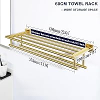SAYAYO Törölközőtartó Polccal 60 cm - Rozsdamentes Acél Arany Fali Fürdőszobai Törölközősín Konyhai Vendégtörölköző Tartó 3