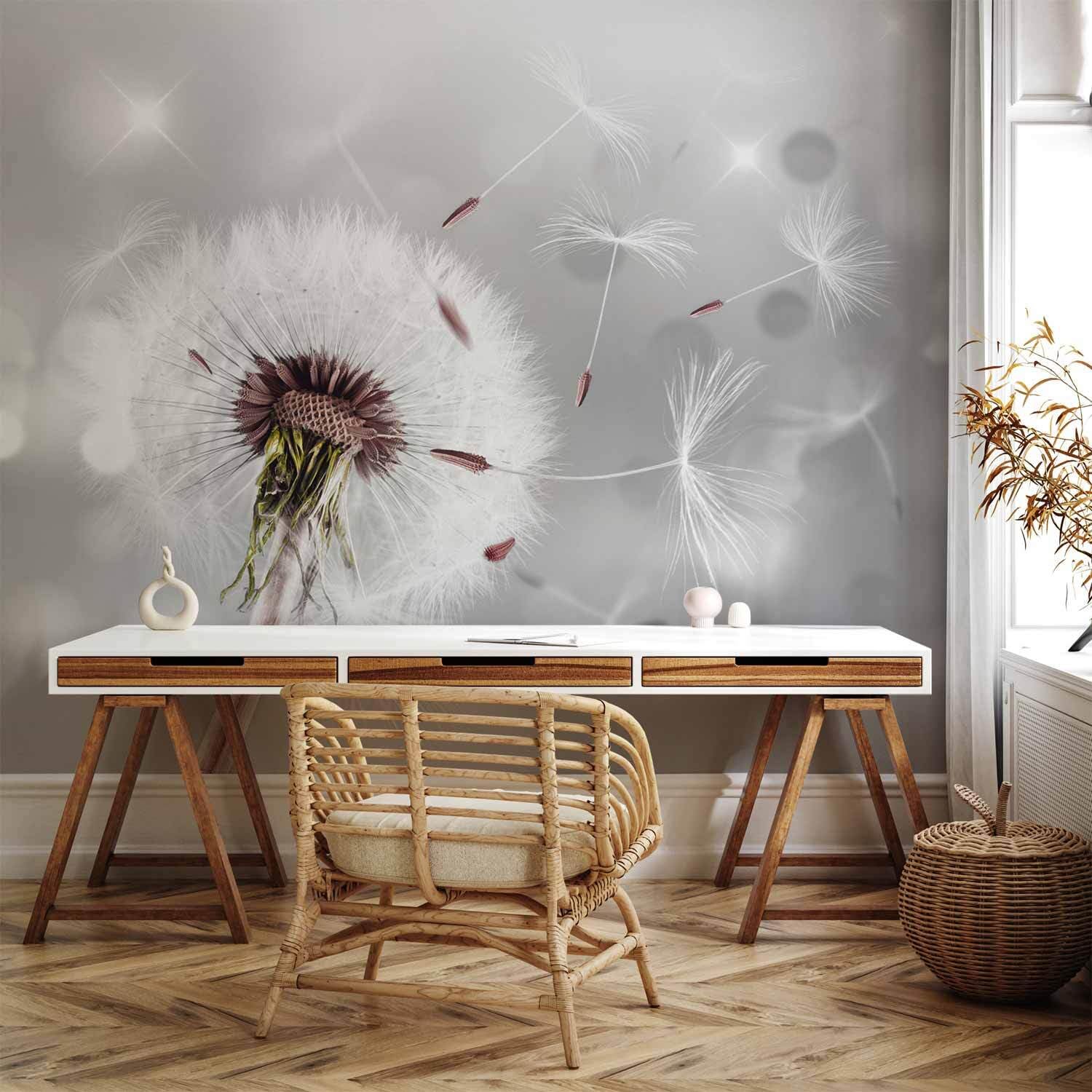 decomonkey Premium Fototapete Pusteblume Natur, 350x256 cm, XL, Blumen | Abstrakt, Vlies, Schlafzimmer, Wohnzimmer, Tapete, Fototapeten, Tapeten, Vliestapete, Wandtapete, moderne, Wandbild, Wand