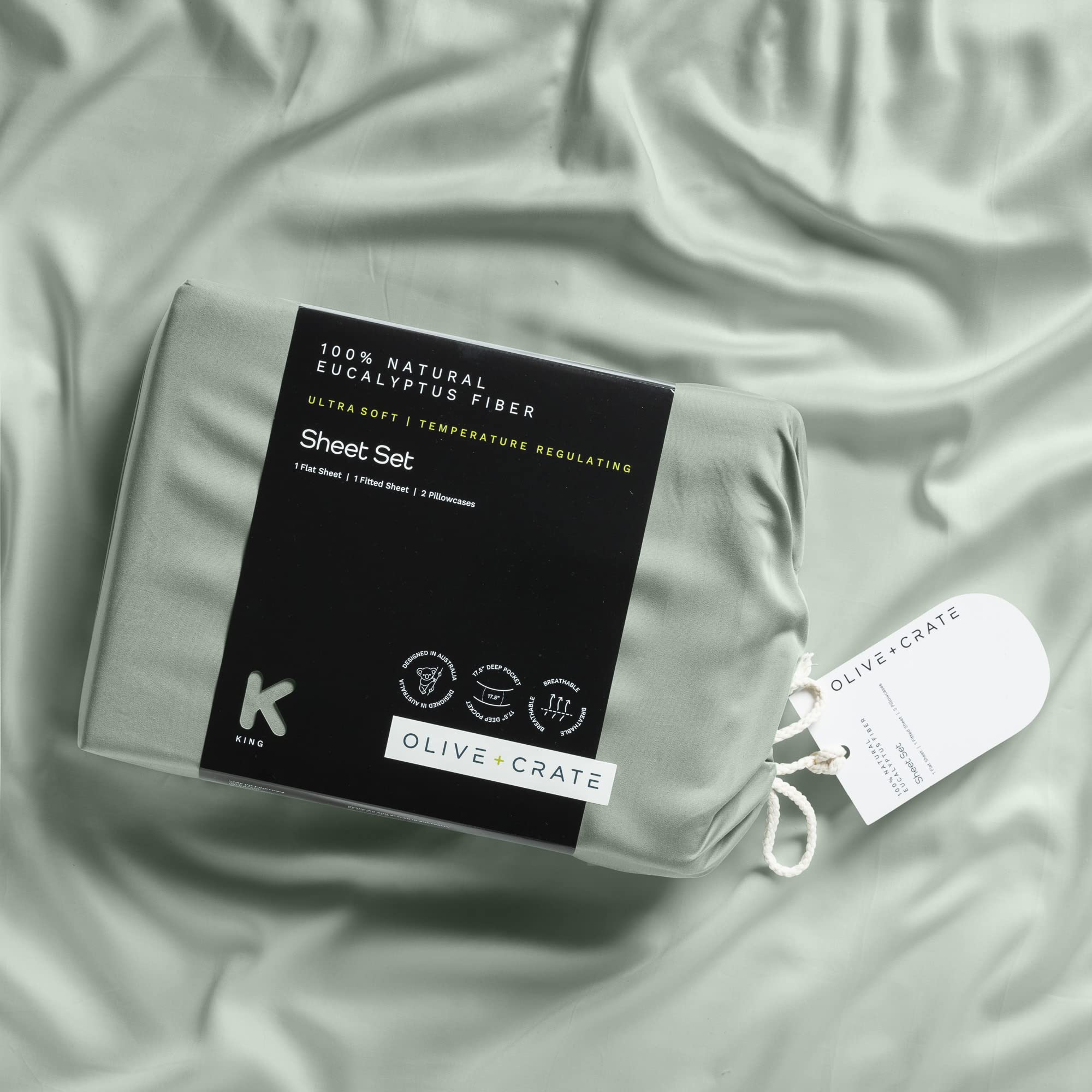 Olive + Crate Tencel Lyocell Eucalyptus Queen Size Sheet Set - Cooling Tencel Sheets for Hot Sleepers with 18 Inch Deep Pocket Fit - Ivory 4-Piece Set: Spring Sage Twin